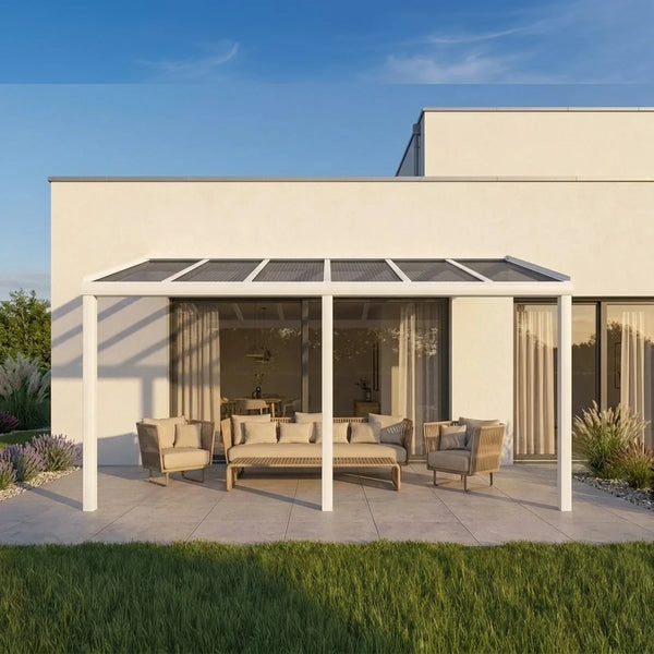 Premium Weiß Terrassenüberdachung Alu mit Stegplatten 16mm anthrazit/graphit